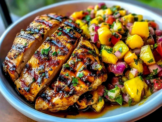 Lemon Ginger Chicken with Pineapple Mango Salsa
